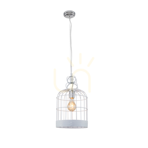 Käfig-Pendelleuchte, 1xE27, Max. 60 W, Weißmetall, Ø 25 cm small 1