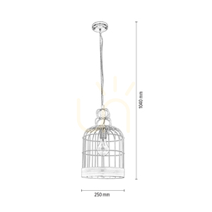 Käfig-Pendelleuchte, 1xE27, Max. 60 W, Weißmetall, Ø 25 cm small 2