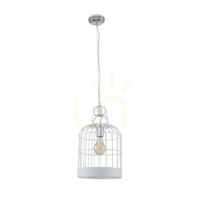 Käfig-Pendelleuchte, 1xE27, Max. 60 W, Weißmetall, Ø 25 cm small 0