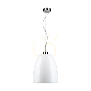 Campana Pendelleuchte, 1xE27, Max. 60 W, Metall in Chromoptik / transparentes PVC-Kabel / weißer Glasschirm, Ø 30 cm small 0