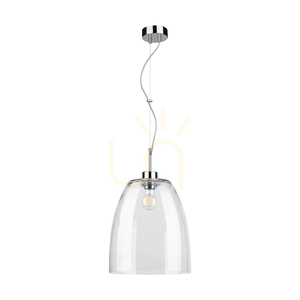 Campana Pendelleuchte, 1xE27, Max. 60 W, Metall in Chromoptik / transparentes PVC-Kabel / transparenter Glasschirm, Ø 30 cm small 0