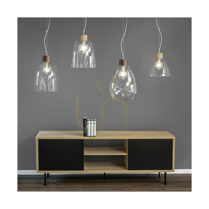 Campana Pendelleuchte, 1xE27, Max. 60 W, geölte Eiche / transparentes PVC-Kabel / transparenter Glasschirm, Ø 30 cm small 1