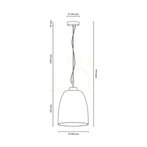 Campana Pendelleuchte, 1xE27, Max. 60 W, geölte Eiche / transparentes PVC-Kabel / transparenter Glasschirm, Ø 30 cm small 2
