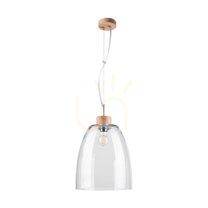 Campana Pendelleuchte, 1xE27, Max. 60 W, geölte Eiche / transparentes PVC-Kabel / transparenter Glasschirm, Ø 30 cm small 0