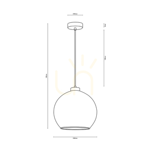 Canberra Pendelleuchte, 1xE27, Max. 60 W, schwarzes Metall / transparentes PVC-Kabel / Lampenschirm aus Rauchglas, Ø 30 cm small 3