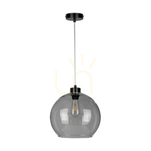 Canberra Pendelleuchte, 1xE27, Max. 60 W, schwarzes Metall / transparentes PVC-Kabel / Lampenschirm aus Rauchglas, Ø 30 cm small 0