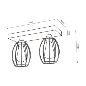 Deckenleuchte „Carlo“, 2xE27, Max. 60 W, Birke/schwarzer Metallschirm, 35 cm small 2