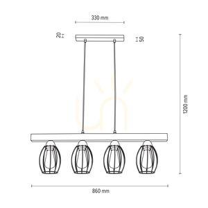 Carlo Pendelleuchte 4xE27 Max. 60 W, geölte Eiche/schwarzes Metall/schwarzes PVC-Kabel/schwarzer Metallschirm, 86 cm small 2