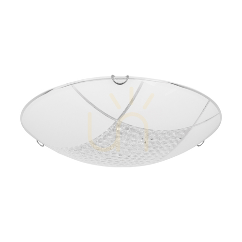 Prüfen Deckenleuchte „Carolina“, inklusive 1x LED 2700K 18W, Metall in Chromoptik/weißer Glasschirm, Ø 40 cm