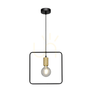 Carsten Wood Pendelleuchte, 1xE27, Max. 60 W, geölte Eiche/schwarzes Metall/schwarzes PVC-Kabel, Ø 32 cm small 1