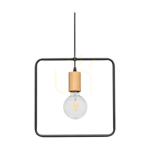 Carsten Wood Pendelleuchte, 1xE27, Max. 60 W, geölte Eiche/schwarzes Metall/schwarzes PVC-Kabel, Ø 32 cm small 2