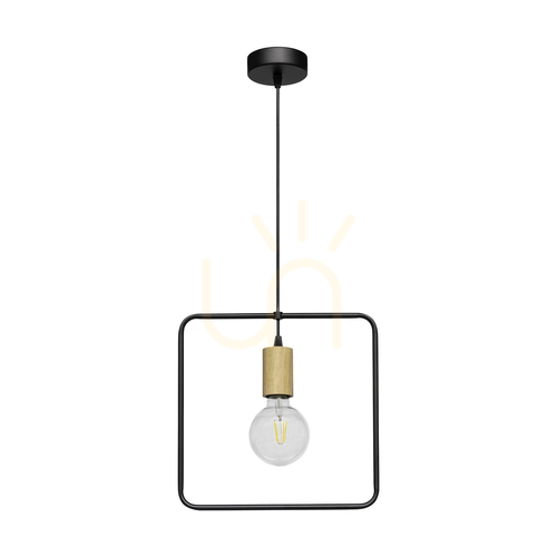 Prüfen Carsten Wood Pendelleuchte, 1xE27, Max. 60 W, geölte Eiche/schwarzes Metall/schwarzes PVC-Kabel, Ø 32 cm