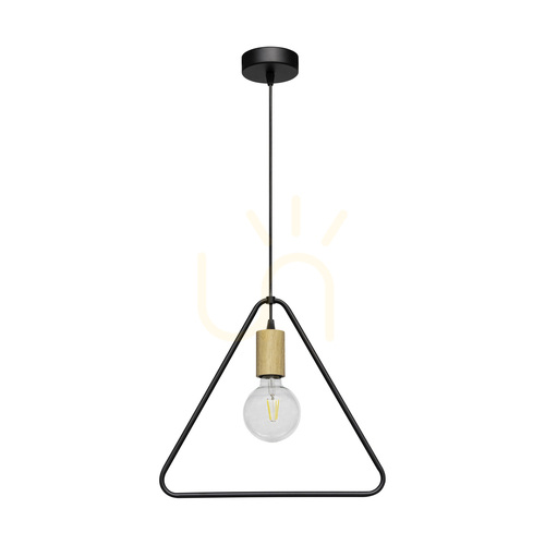 Prüfen Carsten Wood Pendelleuchte, 1xE27, Max. 60 W, geölte Eiche/schwarzes Metall/schwarzes PVC-Kabel, Ø 37 cm