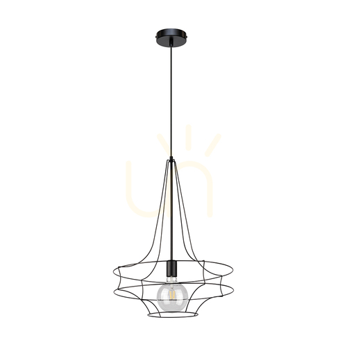 Prüfen Casa Rina Pendelleuchte, 1xE27, Max. 60 W, schwarzes Metall/schwarzes PVC-Kabel, Ø 48 cm