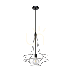 Casa Rina Pendelleuchte, 1xE27, Max. 60 W, schwarzes Metall/schwarzes PVC-Kabel, Ø 48 cm small 0
