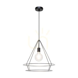 Casa Triango Pendelleuchte, 1xE27, Max. 60 W, schwarzes Metall/schwarzes PVC-Kabel, Ø 48 cm small 1