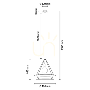 Casa Triango Pendelleuchte, 1xE27, Max. 60 W, schwarzes Metall/schwarzes PVC-Kabel, Ø 48 cm small 3