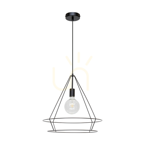 Prüfen Casa Triango Pendelleuchte, 1xE27, Max. 60 W, schwarzes Metall/schwarzes PVC-Kabel, Ø 48 cm