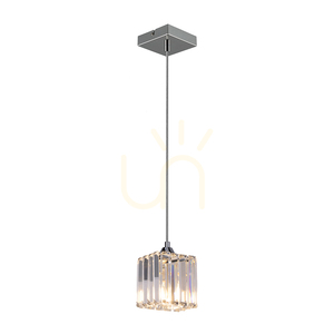 Casino-Pendelleuchte, 1xE27, Max. 60 W, Metall in Chromoptik / transparentes PVC-Kabel / transparenter Kristallschirm, 13 cm small 1