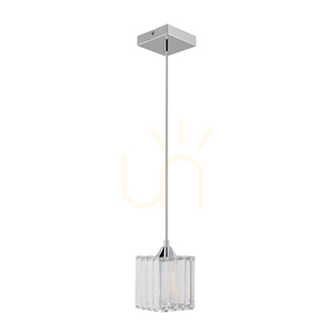 Casino-Pendelleuchte, 1xE27, Max. 60 W, Metall in Chromoptik / transparentes PVC-Kabel / transparenter Kristallschirm, 13 cm small 2