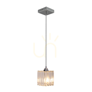 Casino-Pendelleuchte, 1xE27, Max. 60 W, Metall in Chromoptik / transparentes PVC-Kabel / transparenter Kristallschirm, 13 cm small 3