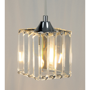 Casino-Pendelleuchte, 1xE27, Max. 60 W, Metall in Chromoptik / transparentes PVC-Kabel / transparenter Kristallschirm, 13 cm small 4