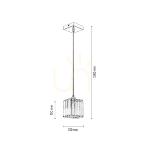 Casino-Pendelleuchte, 1xE27, Max. 60 W, Metall in Chromoptik / transparentes PVC-Kabel / transparenter Kristallschirm, 13 cm small 5