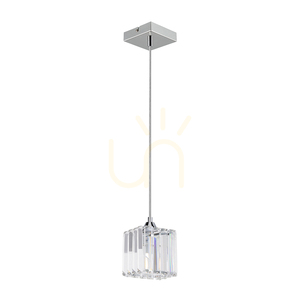 Casino-Pendelleuchte, 1xE27, Max. 60 W, Metall in Chromoptik / transparentes PVC-Kabel / transparenter Kristallschirm, 13 cm small 0