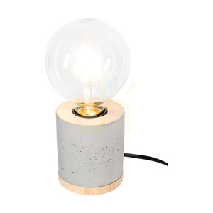 Tischlampe „Cesar“, 1xE27, Max. 25 W, geölte Eiche/grauer Beton/schwarzes geflochtenes Kabel, Ø 10 cm small 1