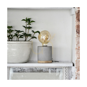 Tischlampe „Cesar“, 1xE27, Max. 25 W, geölte Eiche/grauer Beton/schwarzes geflochtenes Kabel, Ø 10 cm small 2