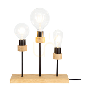 Chandelle Tischlampe, 3xE27, max. 25 W, geölte Eiche/schwarzes Metall/schwarzes geflochtenes Kabel, 35 cm small 1