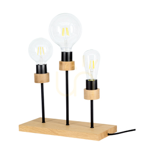 Chandelle Tischlampe, 3xE27, max. 25 W, geölte Eiche/schwarzes Metall/schwarzes geflochtenes Kabel, 35 cm small 2