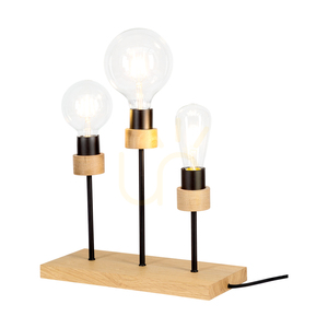 Chandelle Tischlampe, 3xE27, max. 25 W, geölte Eiche/schwarzes Metall/schwarzes geflochtenes Kabel, 35 cm small 3