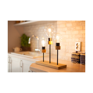 Chandelle Tischlampe, 3xE27, max. 25 W, geölte Eiche/schwarzes Metall/schwarzes geflochtenes Kabel, 35 cm small 4