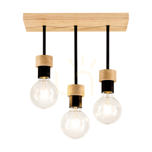 Chandelle Deckenleuchte, 3xE27, Max. 40 W, geölte Eiche/schwarzes Metall, 35 cm small 1