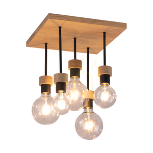 Chandelle Deckenleuchte, 5xE27, Max. 40 W, geölte Eiche/schwarzes Metall, 34 cm small 1