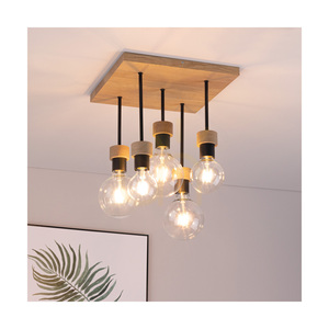 Chandelle Deckenleuchte, 5xE27, Max. 40 W, geölte Eiche/schwarzes Metall, 34 cm small 2