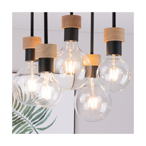 Chandelle Deckenleuchte, 5xE27, Max. 40 W, geölte Eiche/schwarzes Metall, 34 cm small 3