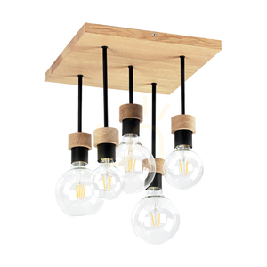 Chandelle Deckenleuchte, 5xE27, Max. 40 W, geölte Eiche/schwarzes Metall, 34 cm small 0