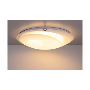Runde Deckenleuchte, inklusive 1x LED 2700K 30W, Metall in Chrom/weißer Glasschirm, Ø 50 cm small 3