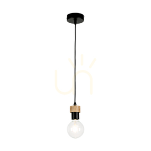 Clarte Pendelleuchte, 1xE27, Max. 60 W, geölte Eiche/schwarzes Metall/schwarzes geflochtenes Kabel, Ø 10 cm small 1