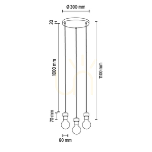 Clarte Pendelleuchte, 3xE27, Max. 60 W, geölte Eiche/schwarzes Metall/schwarzes geflochtenes Kabel, Ø 30 cm small 4