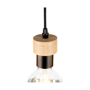Clarte Pendelleuchte, 5xE27, Max. 60 W, geölte Eiche/schwarzes Metall/schwarzes geflochtenes Kabel, Ø 15 cm small 2