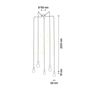 Clarte Pendelleuchte, 5xE27, Max. 60 W, geölte Eiche/schwarzes Metall/schwarzes geflochtenes Kabel, Ø 15 cm small 5