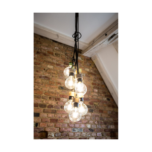 Clarte Pendelleuchte, 7xE27, Max. 60 W, geölte Eiche/schwarzes Metall/schwarzes geflochtenes Kabel, Ø 15 cm small 4