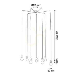 Clarte Pendelleuchte, 7xE27, Max. 60 W, geölte Eiche/schwarzes Metall/schwarzes geflochtenes Kabel, Ø 15 cm small 6