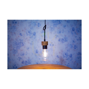 Clarte Holz-Hängeleuchte, 1xE27, Max. 60 W, geölte Eiche/schwarzes Metall/schwarzes geflochtenes Kabel, Ø 10 cm small 4