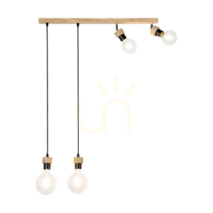 Clarte Holz-Pendelleuchte 4xE27 Max. 25 W, geölte Eiche/schwarzes Metall/schwarzes geflochtenes Kabel, 75 cm small 3