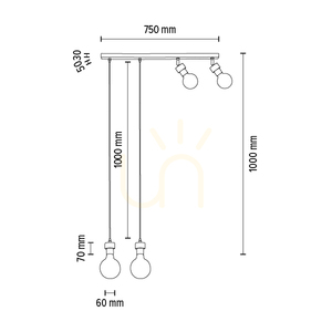 Clarte Holz-Pendelleuchte 4xE27 Max. 25 W, geölte Eiche/schwarzes Metall/schwarzes geflochtenes Kabel, 75 cm small 6