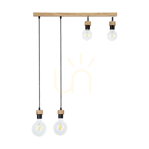 Clarte Holz-Pendelleuchte 4xE27 Max. 25 W, geölte Eiche/schwarzes Metall/schwarzes geflochtenes Kabel, 75 cm small 0